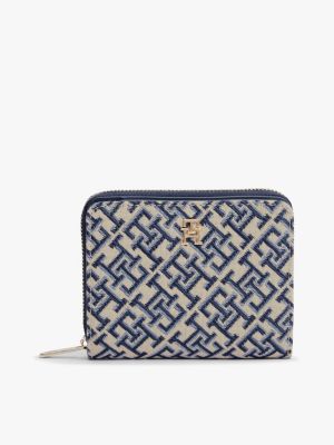 multi hilfiger icon th monogram jacquard wallet for women tommy hilfiger
