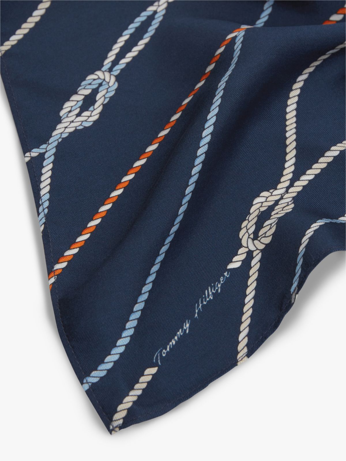 Rope Print Pure Silk Scarf — Blue