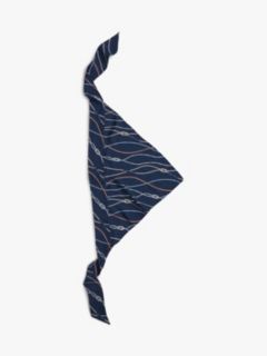 Rope Print Pure Silk Scarf — Blue 1