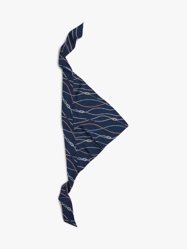 Rope Print Pure Silk Scarf — Blue