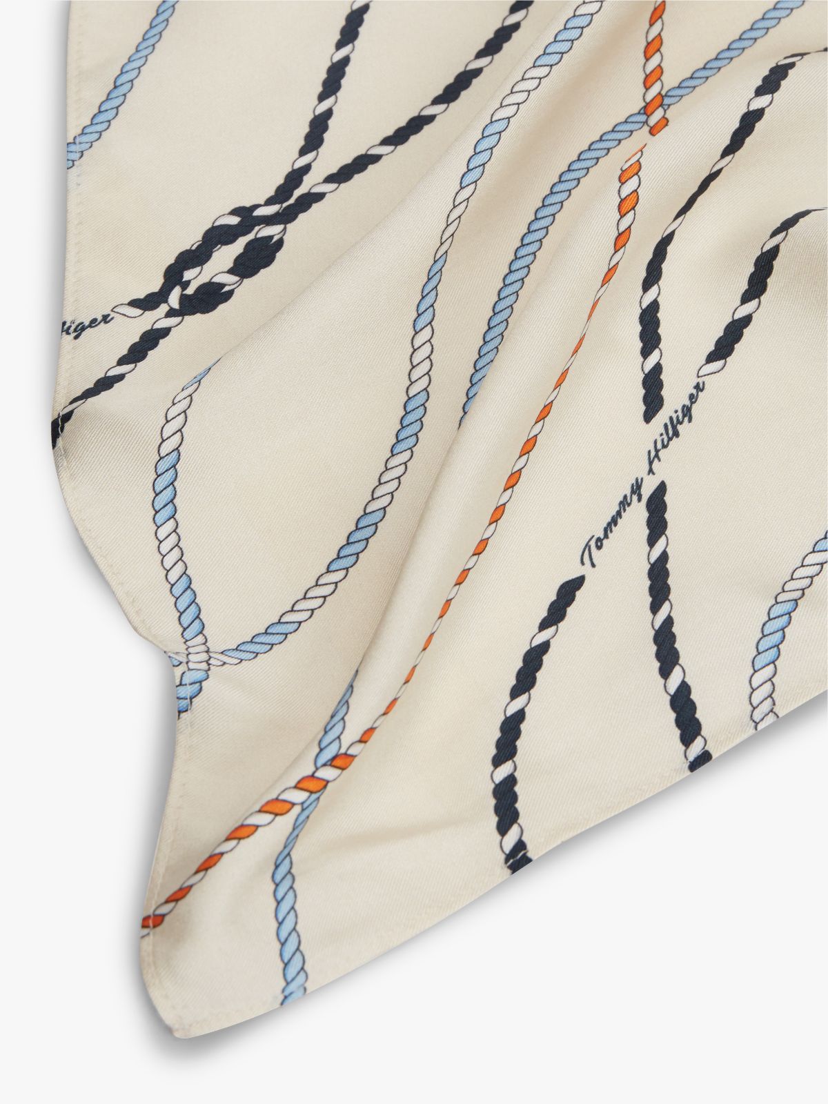Rope Print Pure Silk Scarf — Beige