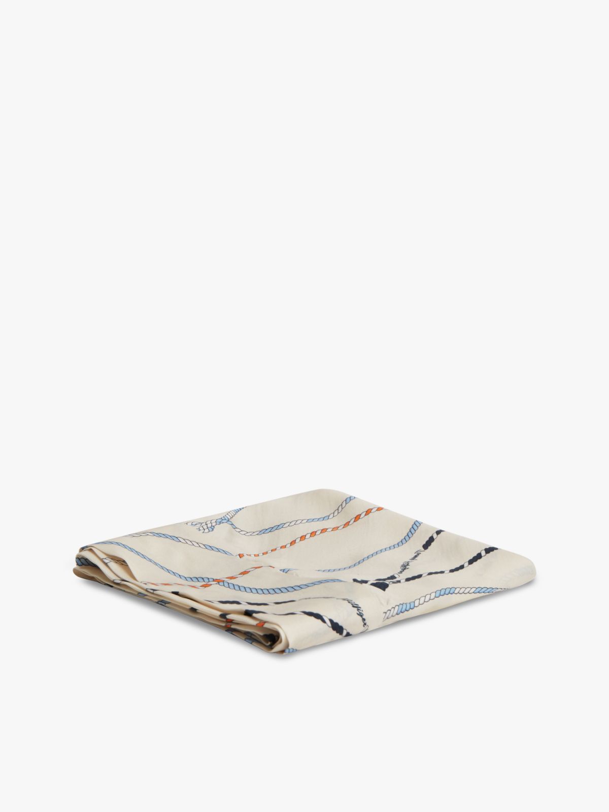 Rope Print Pure Silk Scarf — Beige