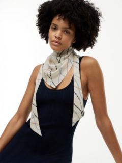 Rope Print Pure Silk Scarf — Beige 4