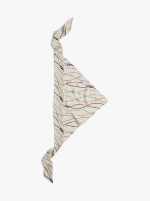 white szalik z czystego jedwabiu z nadrukiem ze wzorem sznurka dla kobiety - tommy hilfiger