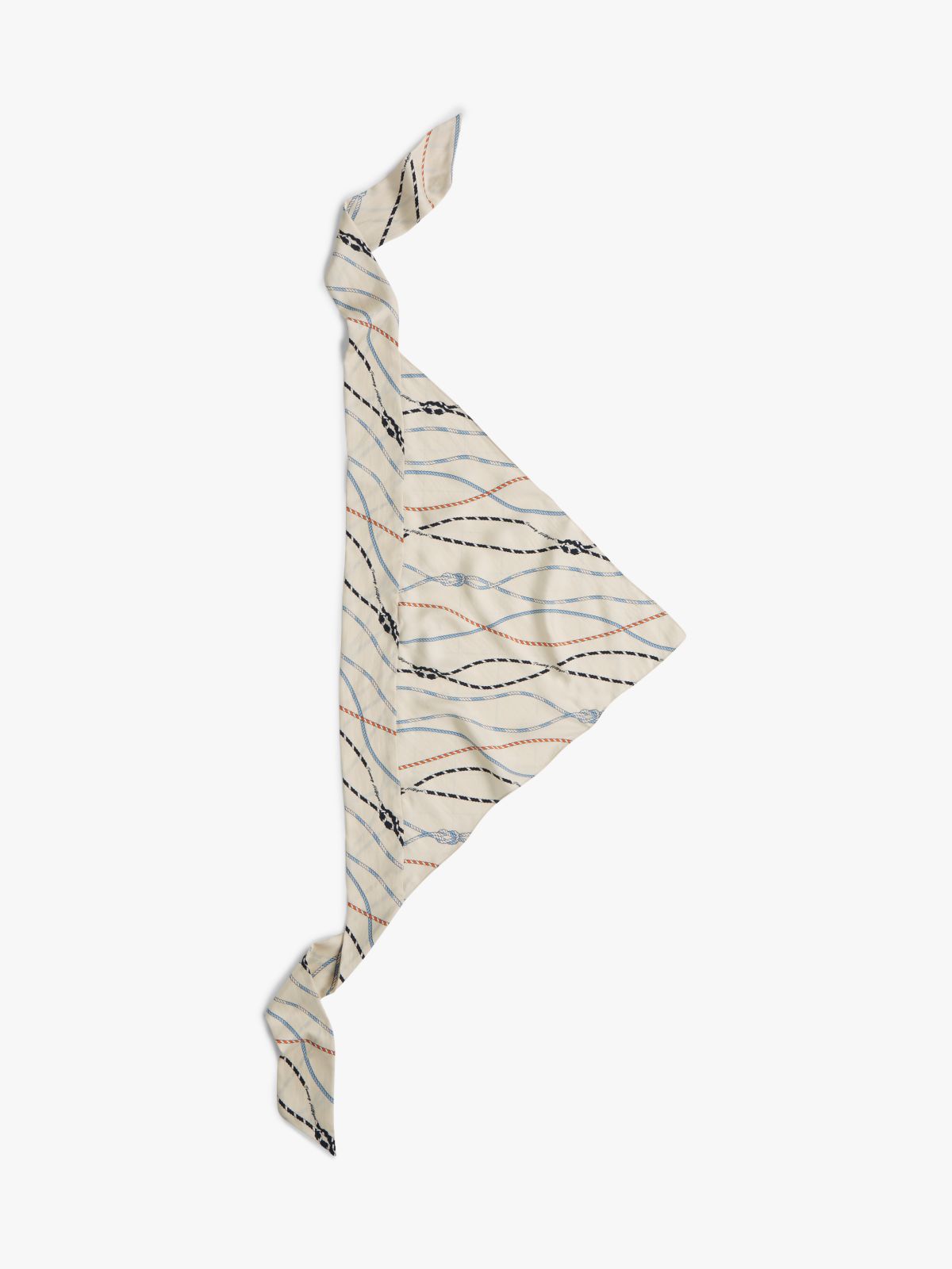 Rope Print Pure Silk Scarf — Beige