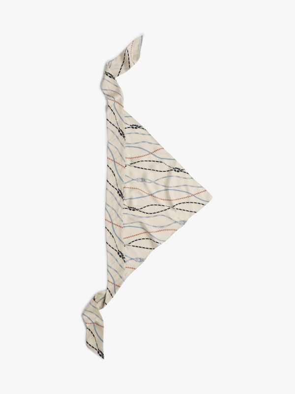 Rope Print Pure Silk Scarf — Beige