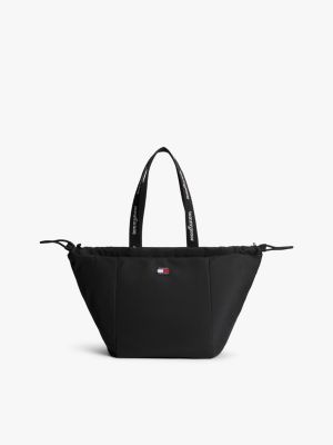 black essential tote-bag mit logomuster für damen - tommy jeans