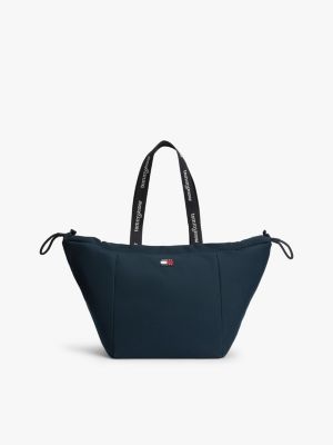 blue essential repeat logo tote bag for women tommy jeans
