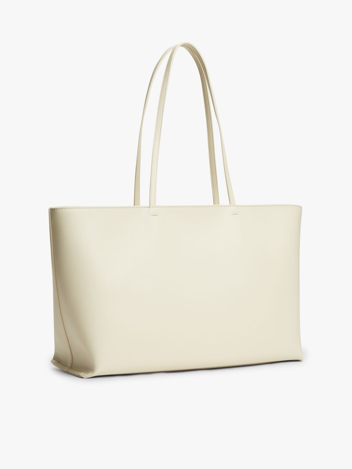 Essential Textured Logo Tote Bag — Beige