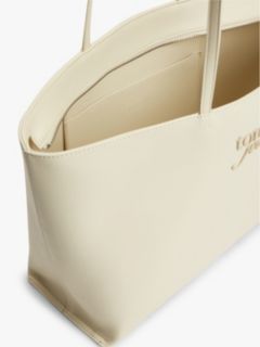 Essential Textured Logo Tote Bag — Beige 4