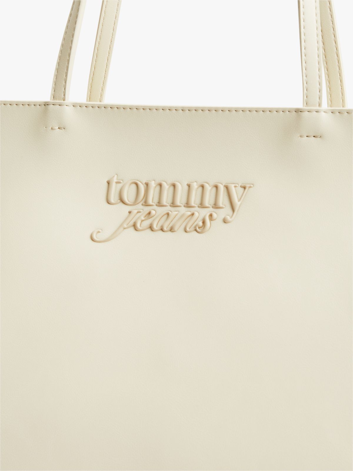 Essential Textured Logo Tote Bag — Beige