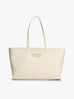 Essential Textured Logo Tote Bag — Beige 1