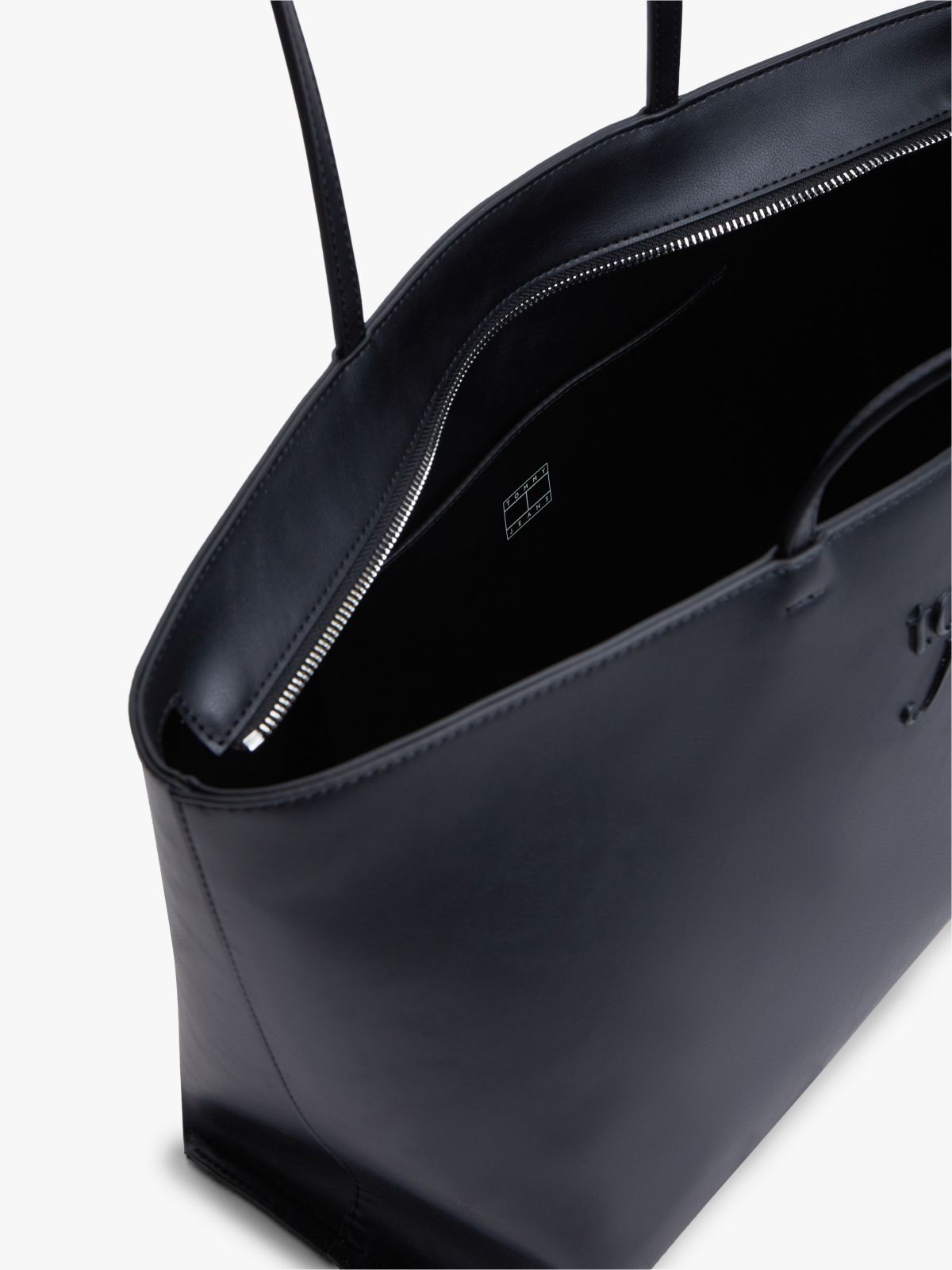 Essential Textured Logo Tote Bag — Black