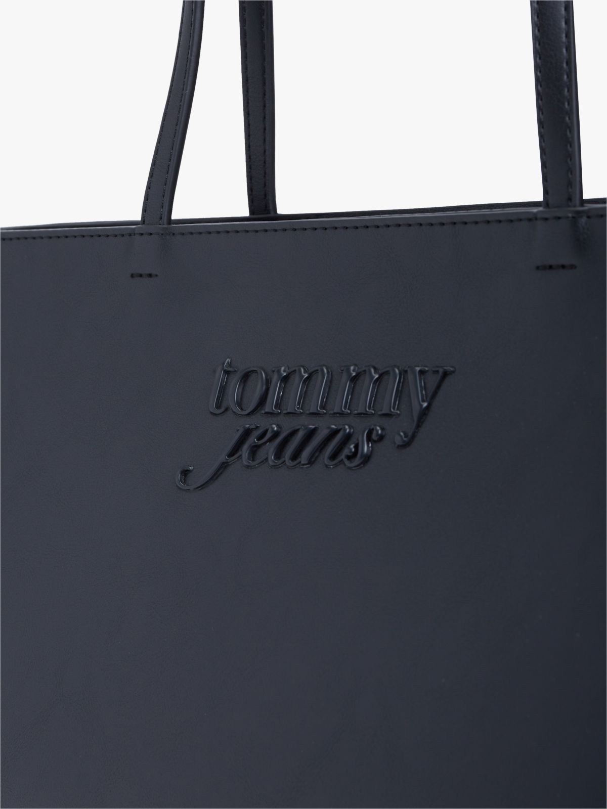 Essential Textured Logo Tote Bag — Black