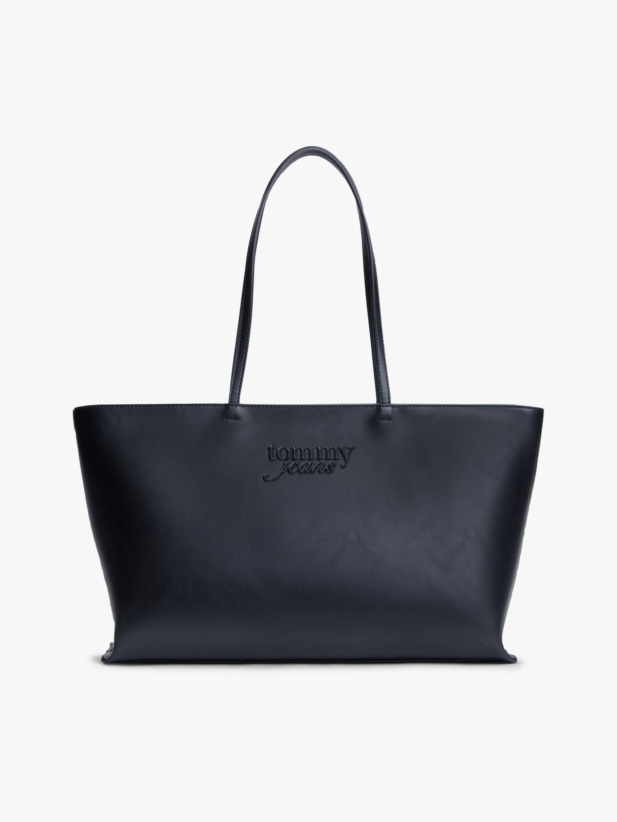 Essential Textured Logo Tote Bag — Black