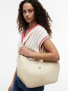 Flag Plaque Slouch Hobo Bag — Beige 2