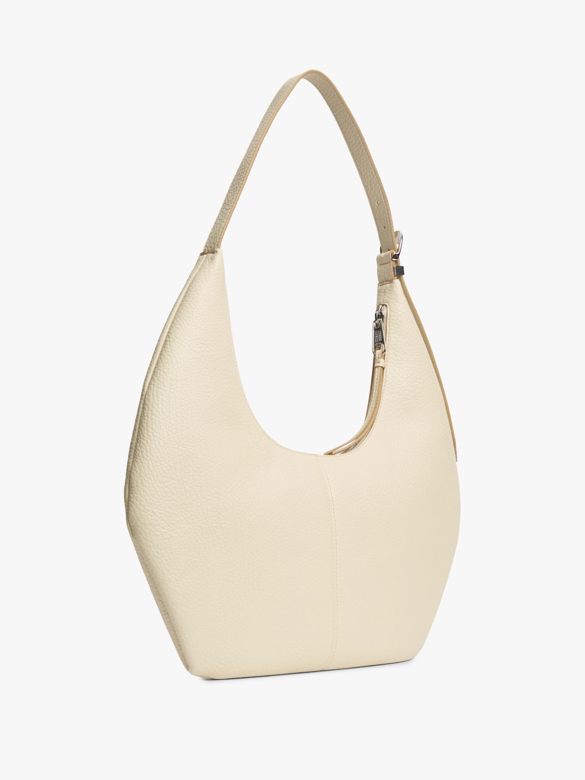 Flag Plaque Slouch Hobo Bag — Beige