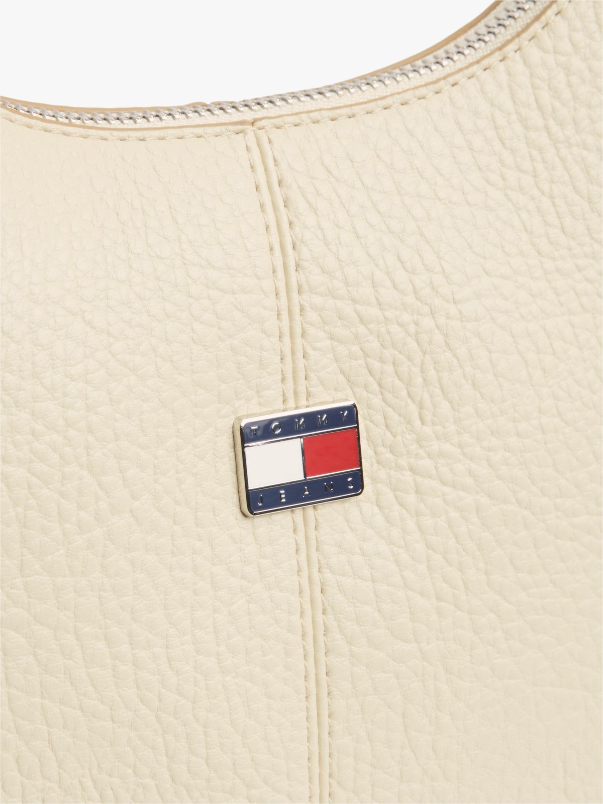 Flag Plaque Slouch Hobo Bag — Beige