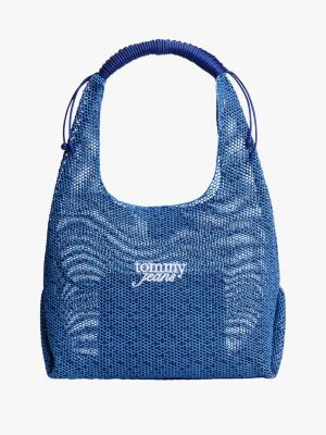blue woven hobo bag for women tommy jeans