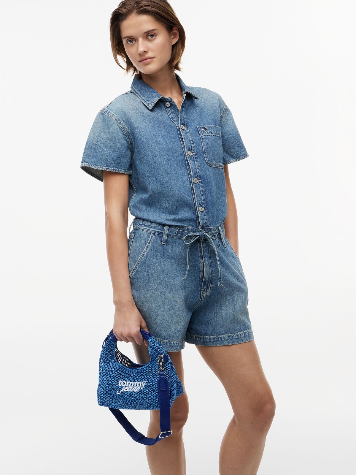 Woven Crossbody Shoulder Bag — Blue