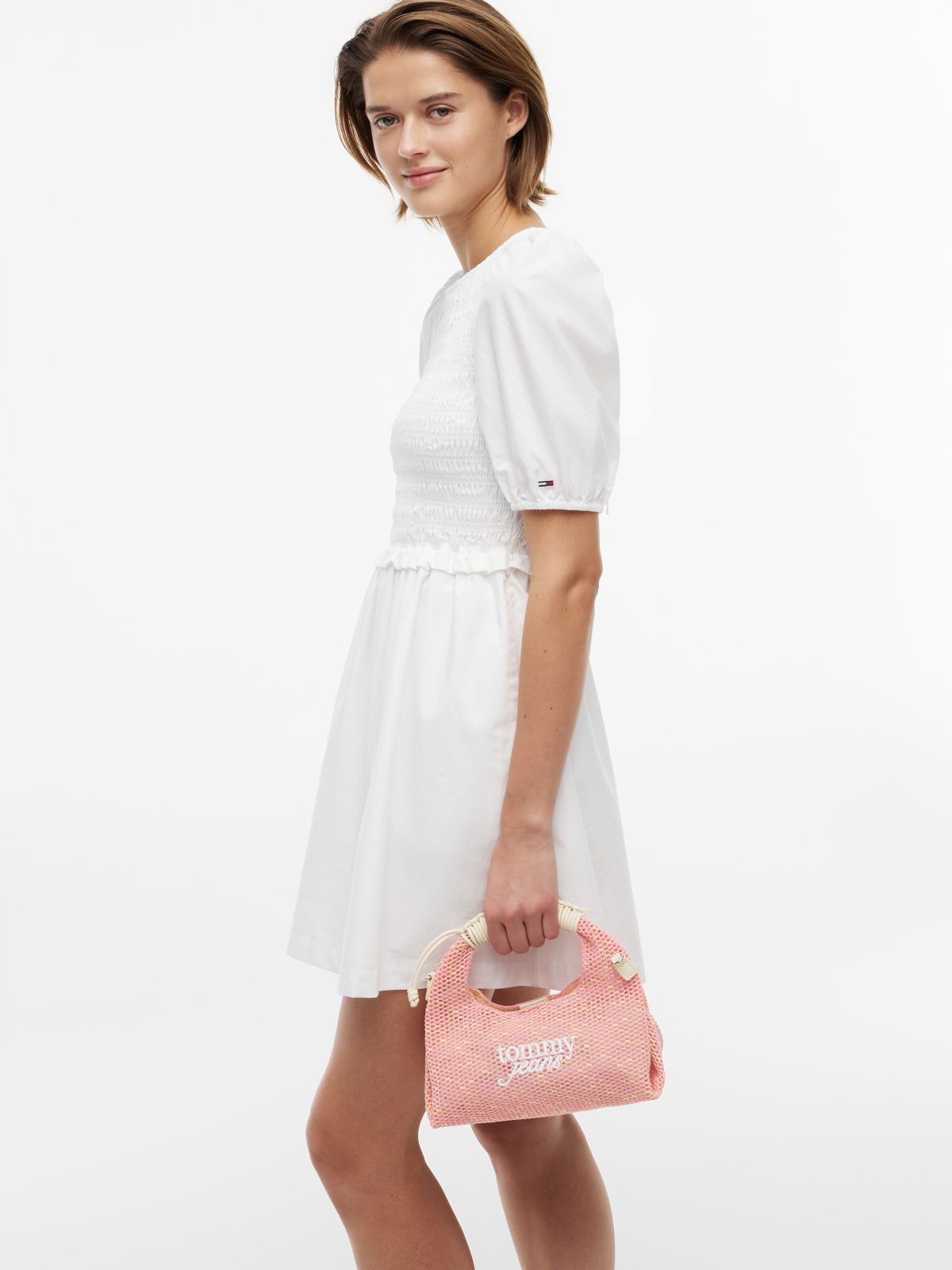 Woven Crossbody Shoulder Bag — Pink
