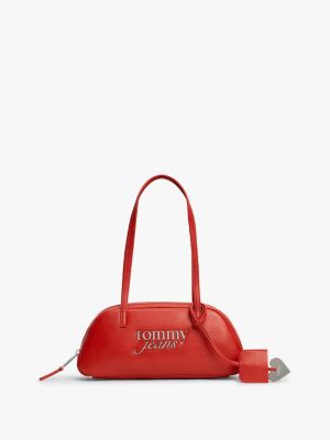 red torba na ramię z metalową zawieszką z logo dla kobiety - tommy jeans