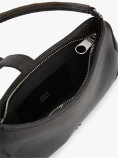 Abstract Buckle Cracked Leather Shoulder Bag — Black 4