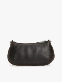 Chain Strap Cracked Leather Logo Wallet — Black 2