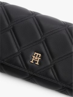 Quilted TH Monogram Chain Strap Wallet — Black 4