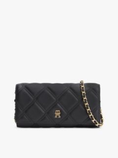 Quilted TH Monogram Chain Strap Wallet — Black 1