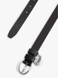 Logo Plaque Charm Leather Belt — Black 2
