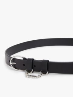 Logo Plaque Charm Leather Belt — Black 3