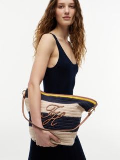 Logo Appliqué Woven Bucket Bag — Multi 2