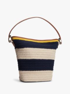Logo Appliqué Woven Bucket Bag — Multi 3
