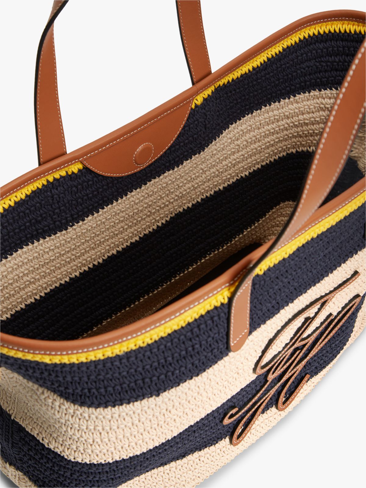Woven Stripe Logo Appliqué Tote Bag — Multi