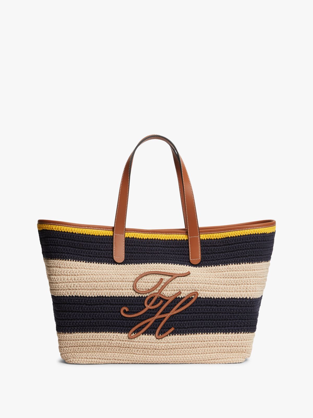 Woven Stripe Logo Appliqué Tote Bag — Multi