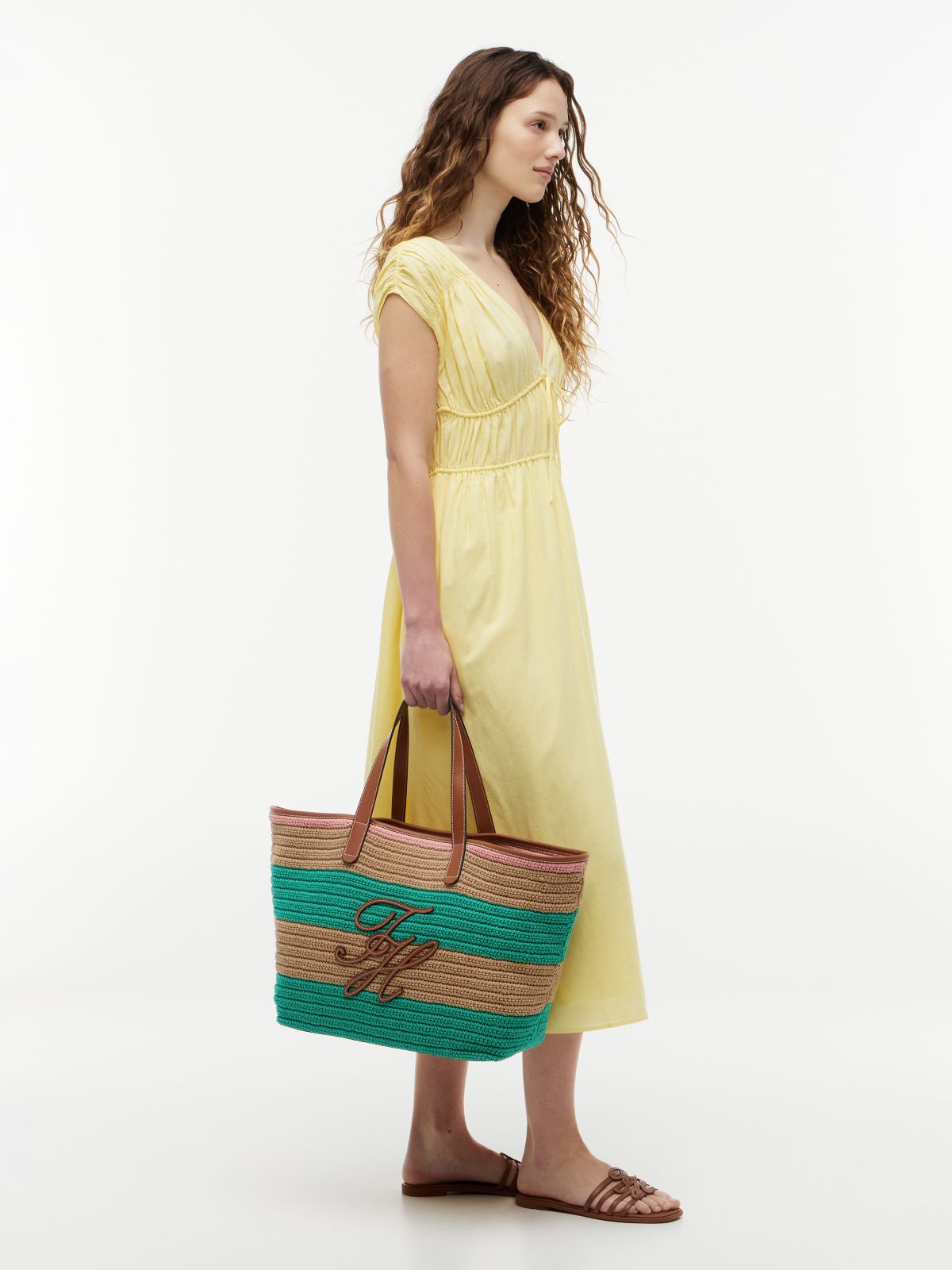 Woven Stripe Logo Appliqué Tote Bag — Multi