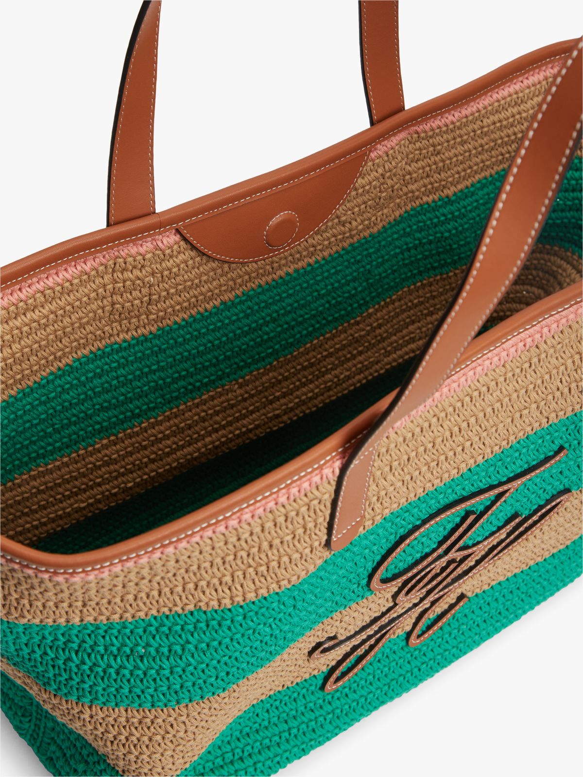 Woven Stripe Logo Appliqué Tote Bag — Multi