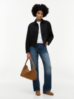 Metal Logo Suede Shoulder Bag — Brown 2