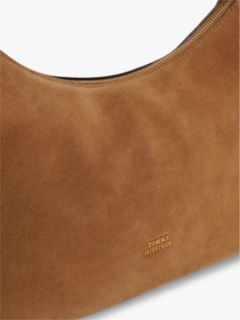 Metal Logo Suede Shoulder Bag — Brown 5