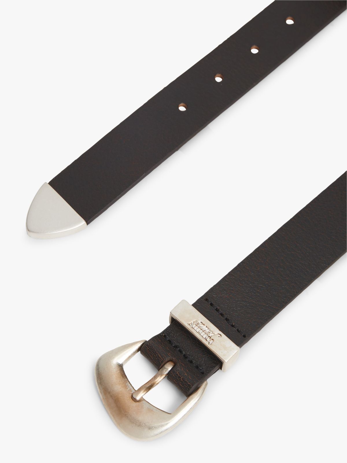 Abstract Buckle Cracked Leather Belt — Black