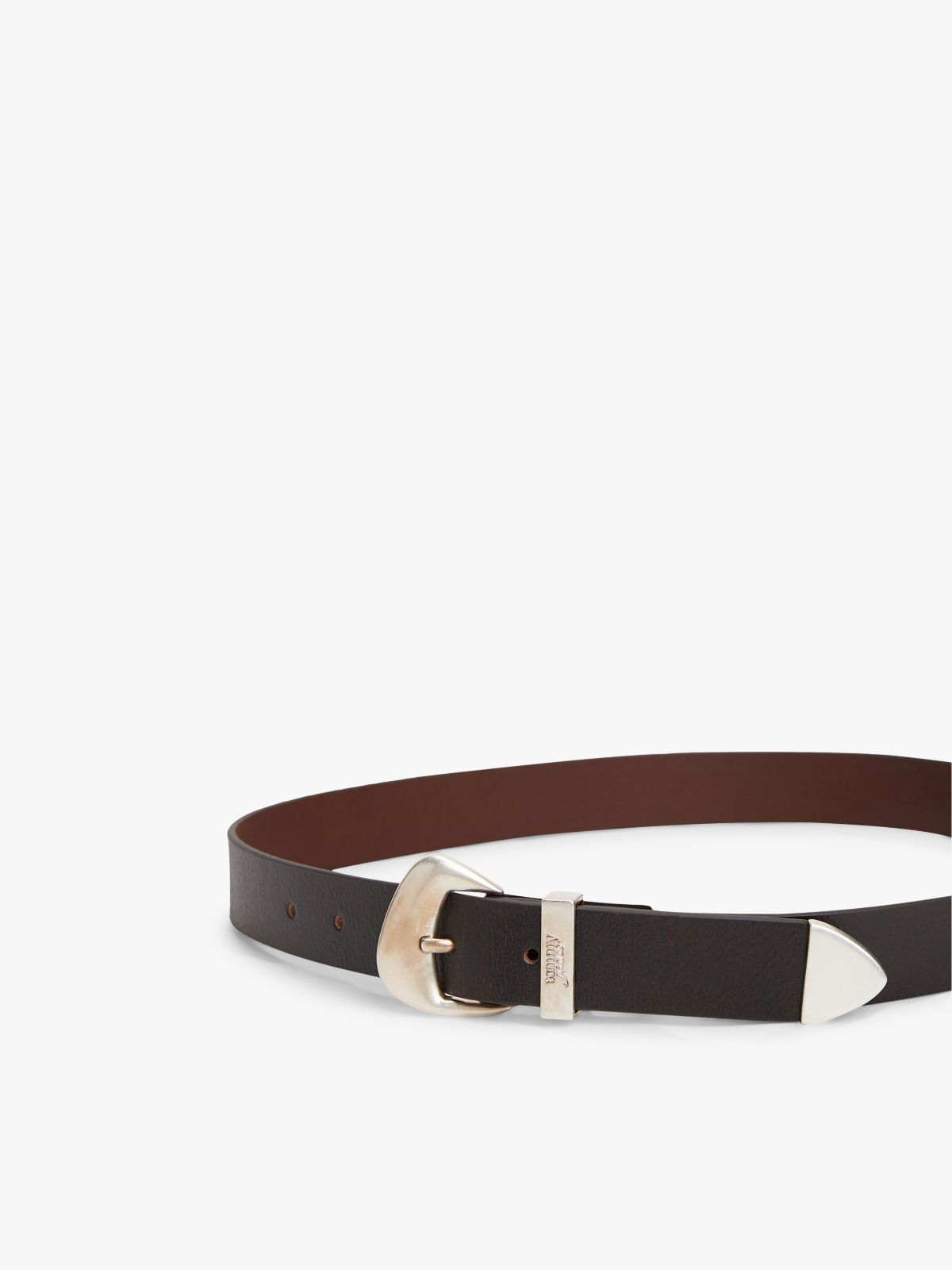Abstract Buckle Cracked Leather Belt — Black