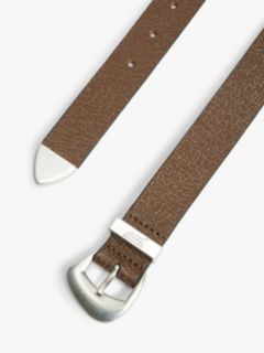 Abstract Buckle Cracked Leather Belt — Brown 2