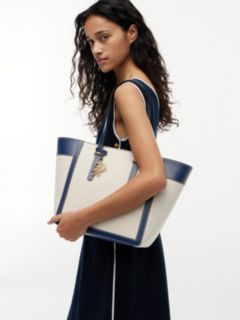 Logo Charm Linen Blend Canvas Tote Bag — Multi 2