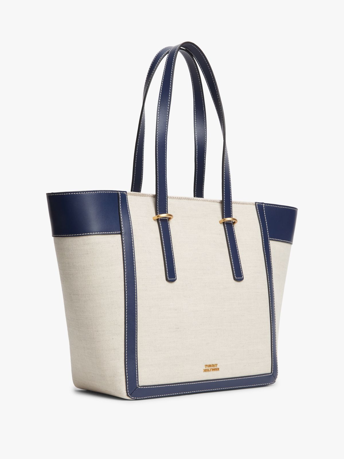 Logo Charm Linen Blend Canvas Tote Bag — Multi
