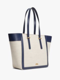 Logo Charm Linen Blend Canvas Tote Bag — Multi 3