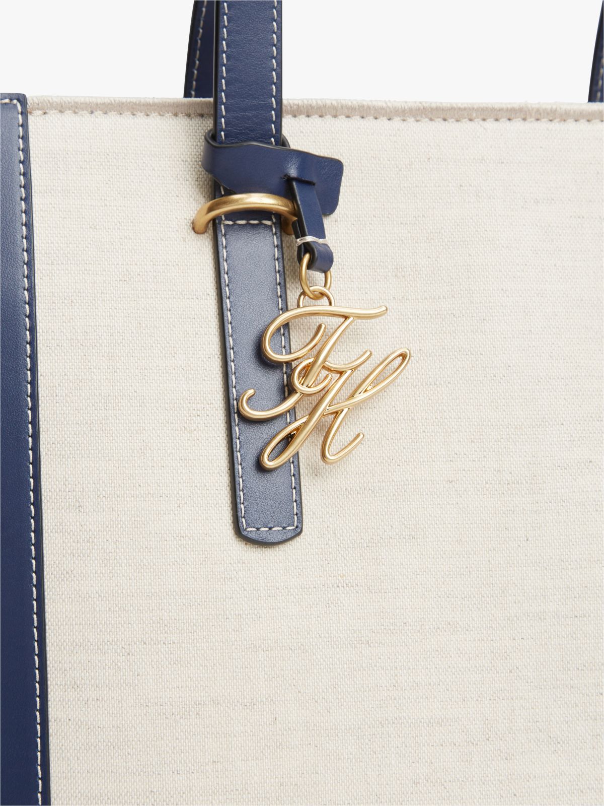 Logo Charm Linen Blend Canvas Tote Bag — Multi