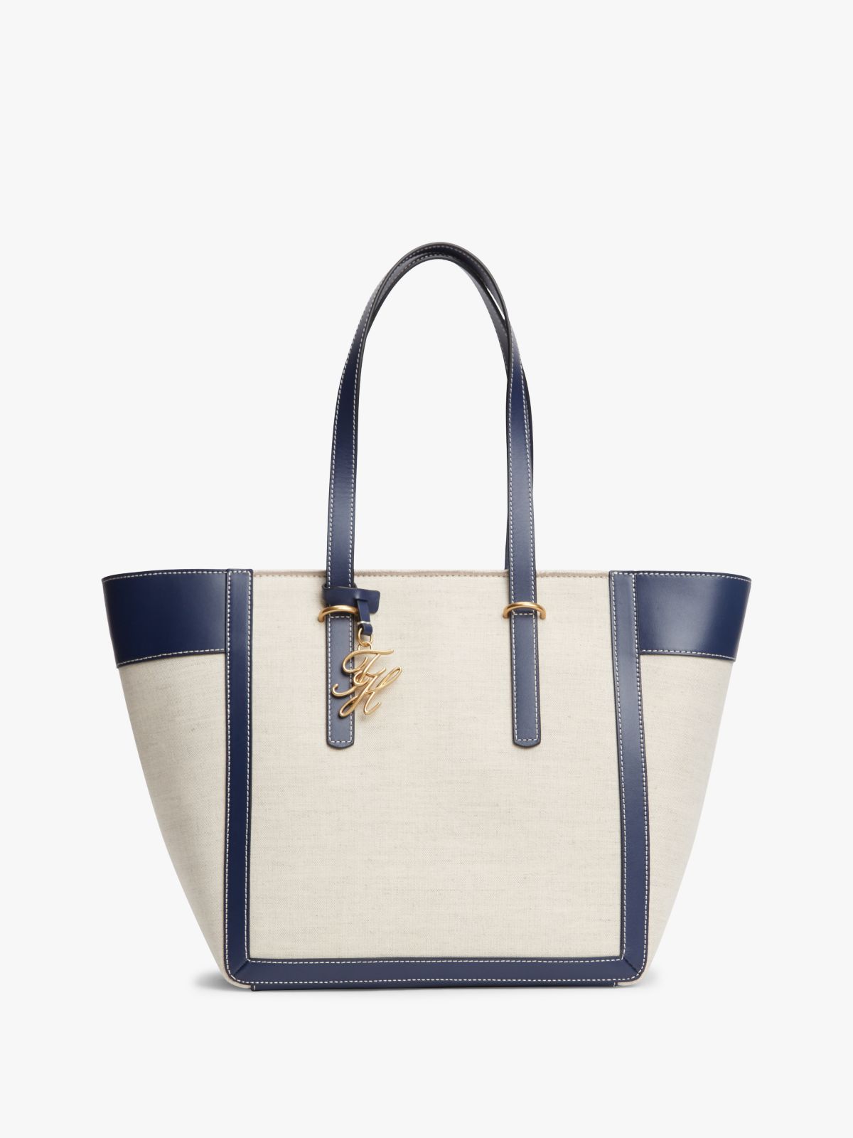 Logo Charm Linen Blend Canvas Tote Bag — Multi