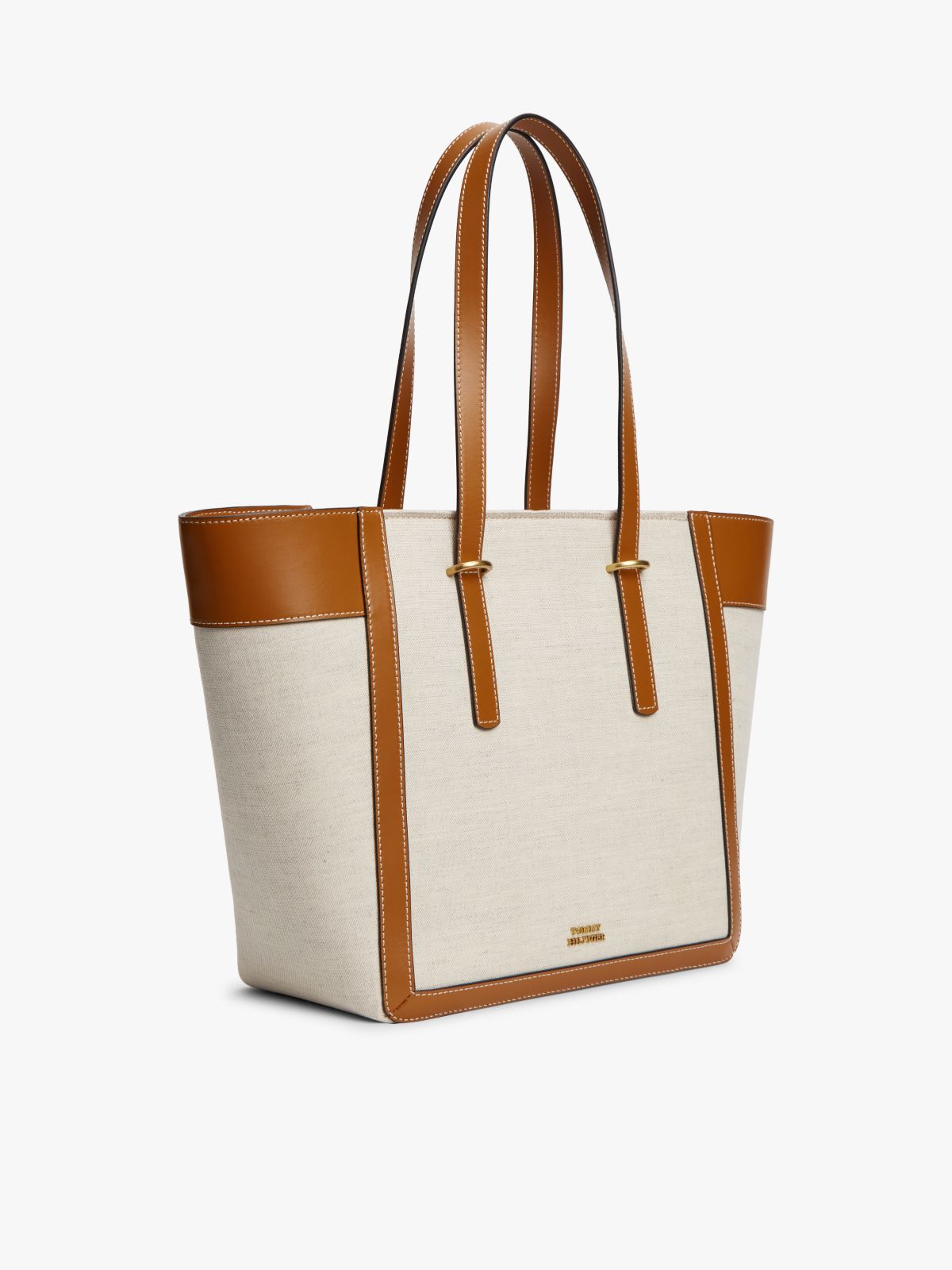 Logo Charm Linen Blend Canvas Tote Bag — Multi