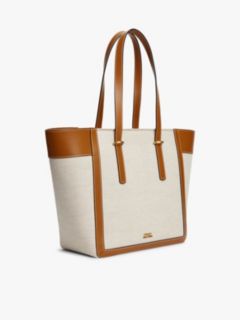 Logo Charm Linen Blend Canvas Tote Bag — Multi 3